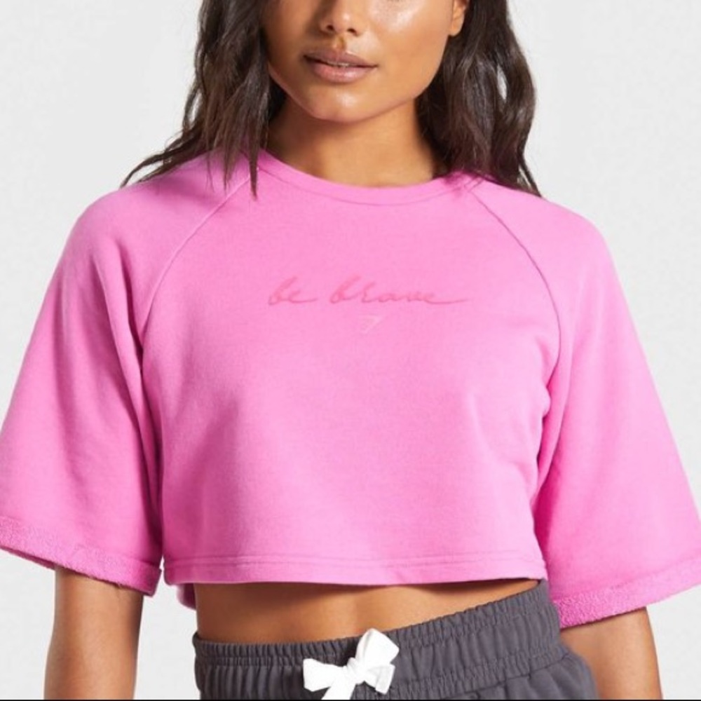 Be Brave Boxi crop sweater-pink